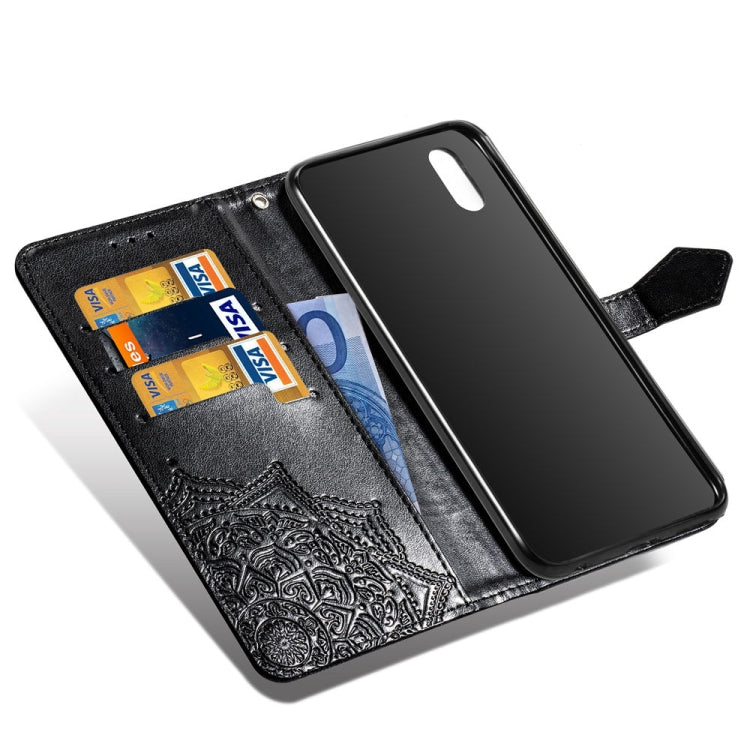 For Vivo Y93 Embossed Mandala Pattern PC + TPU Horizontal Flip Leather Case with Holder & Card Slots