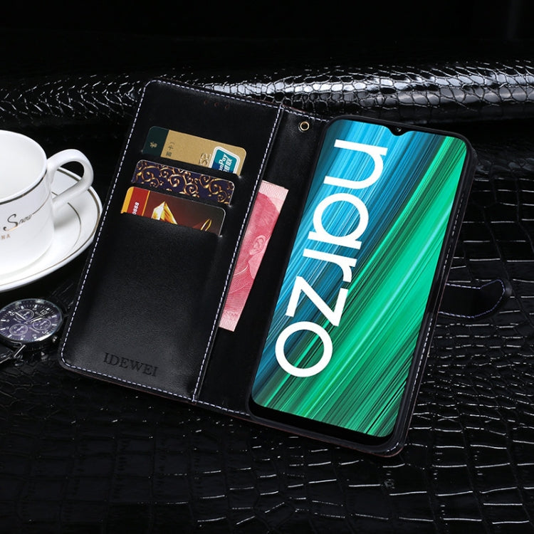 For OPPO Realme Narzo 50A idewei Crocodile Texture Horizontal Flip Leather Case with Holder & Card Slots & Wallet