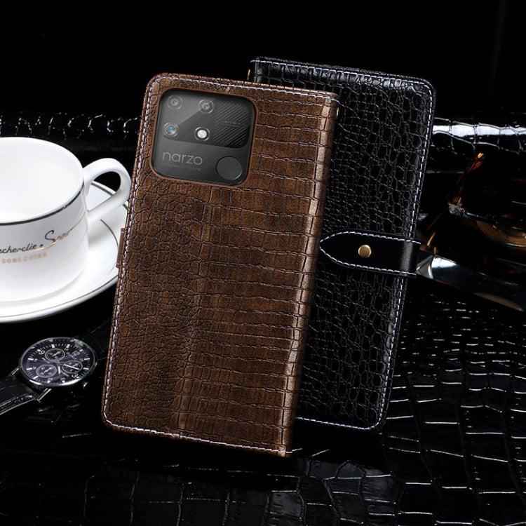 For OPPO Realme Narzo 50A idewei Crocodile Texture Horizontal Flip Leather Case with Holder & Card Slots & Wallet