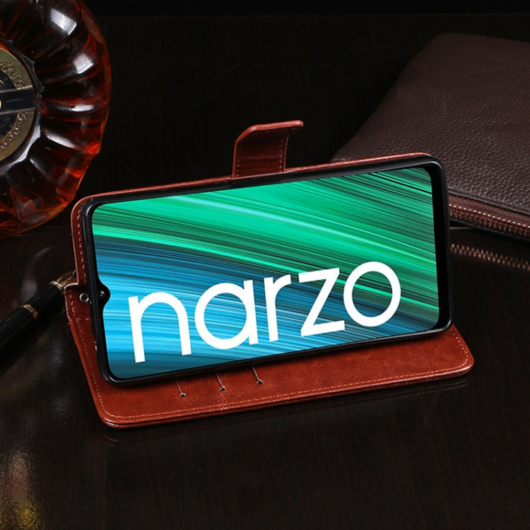For OPPO Realme Narzo 50A idewei Crazy Horse Texture Leather Case with Holder & Card Slots & Wallet