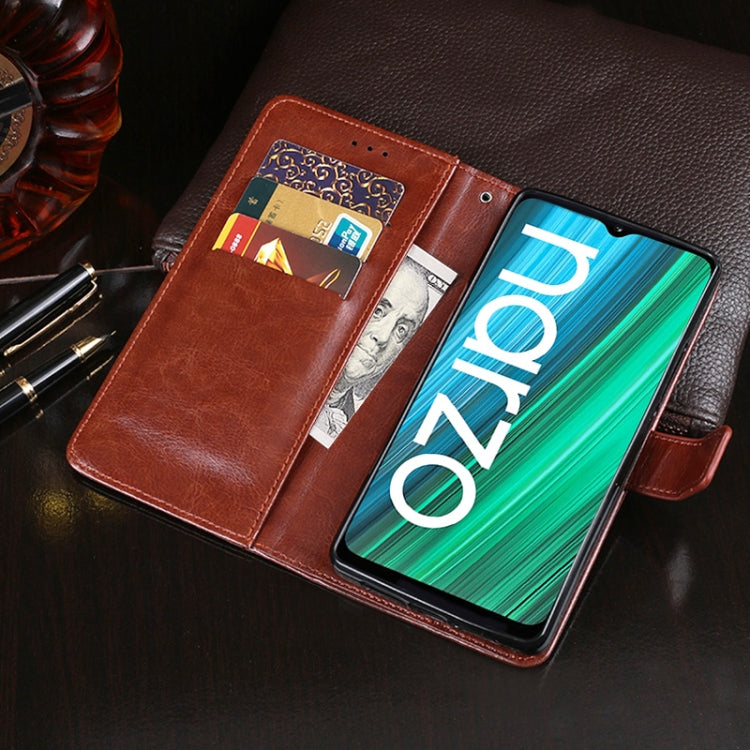 For OPPO Realme Narzo 50A idewei Crazy Horse Texture Leather Case with Holder & Card Slots & Wallet