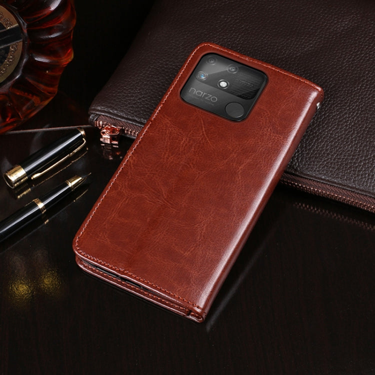 For OPPO Realme Narzo 50A idewei Crazy Horse Texture Leather Case with Holder & Card Slots & Wallet