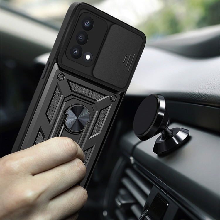For OPPO A74 4G Sliding Camera Cover Design TPU+PC Phone Protective Case
