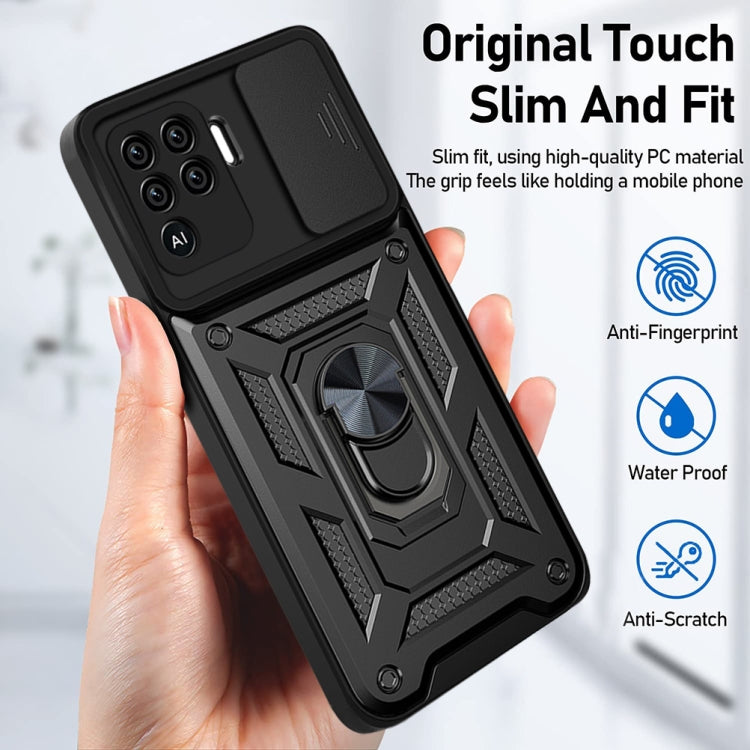 For OPPO A94/Reno5/F19 Pro/Reno5 Lite Sliding Camera Cover Design TPU+PC Phone Protective Case
