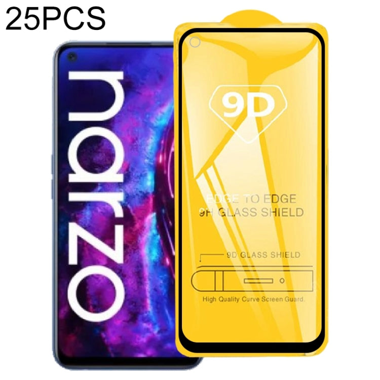 25 PCS 9D Full Glue Screen Tempered Glass Film For OPPO Realme Narzo 30 Pro