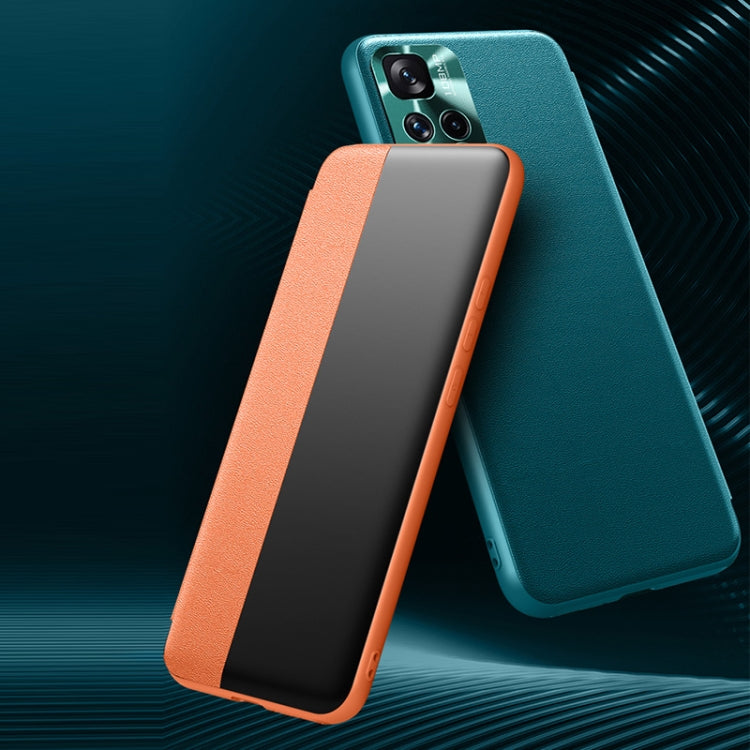 For Xiaomi Redmi Note 11 Magnetic Side Window View Shockproof Horizontal Flip Leather Phone Case