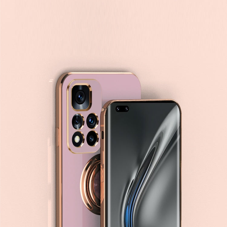 For Xiaomi Redmi Note 11 5G 6D Electroplating Full Coverage Silicone Phone Case with Magnetic Ring Holder