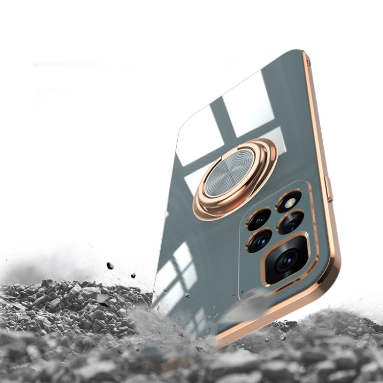 For Xiaomi Redmi Note 11 5G 6D Electroplating Full Coverage Silicone Phone Case with Magnetic Ring Holder