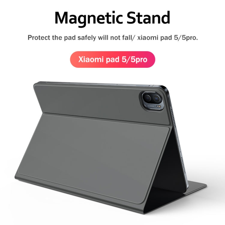 For Xiaomi Pad 5 / 5 Pro / iPad mini 6 ROCK Skin Feel Magnetic Leather Tablet Case with Sleep / Wake-up Function(Grey)