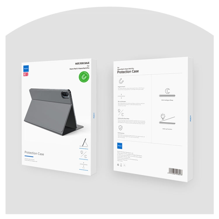 For Xiaomi Pad 5 / 5 Pro / iPad mini 6 ROCK Skin Feel Magnetic Leather Tablet Case with Sleep / Wake-up Function(Grey)