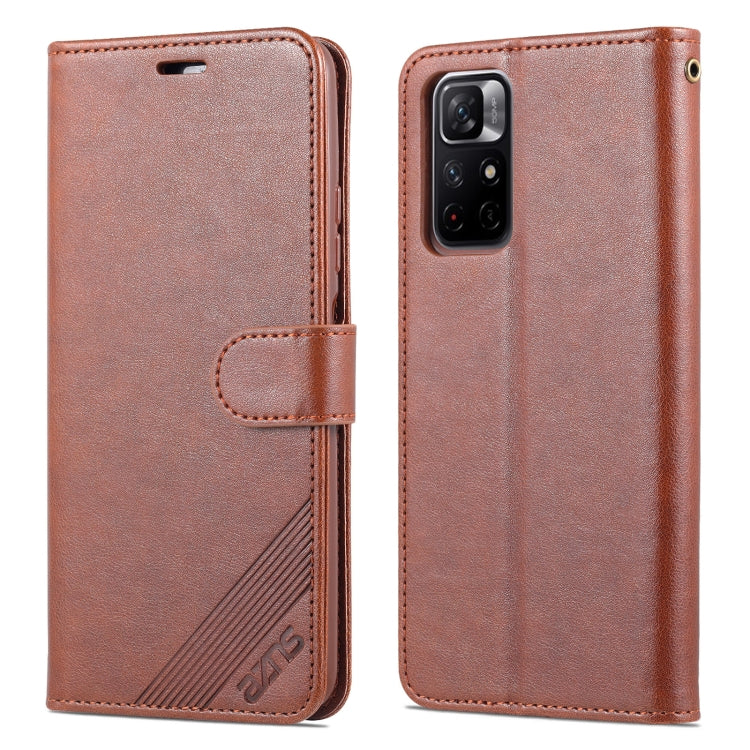 For Xiaomi Redmi Note 11 / Poco M4 Pro 5G AZNS Sheepskin Texture Horizontal Flip Leather Phone Case with Holder & Card Slots & Wallet