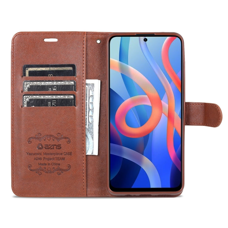 For Xiaomi Redmi Note 11 / Poco M4 Pro 5G AZNS Sheepskin Texture Horizontal Flip Leather Phone Case with Holder & Card Slots & Wallet