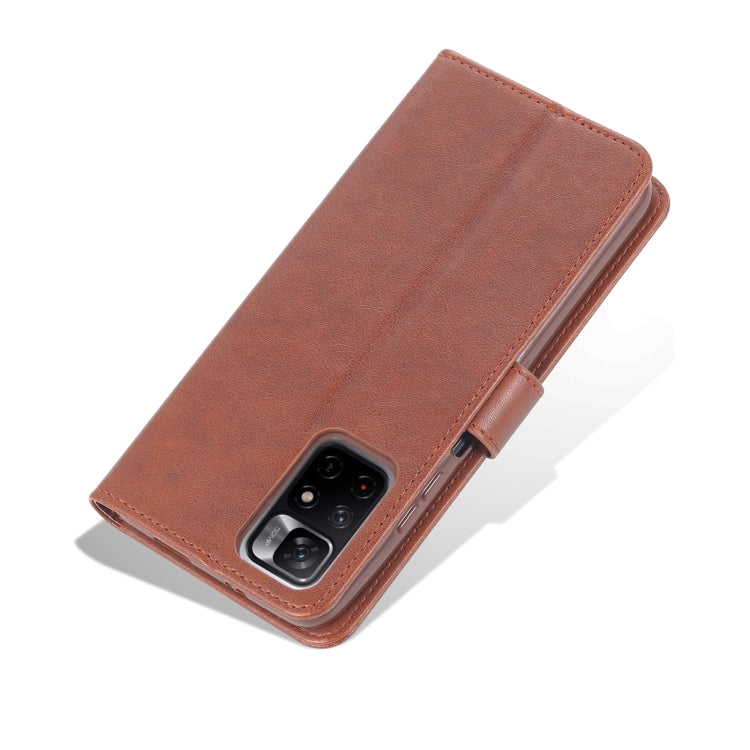 For Xiaomi Redmi Note 11 / Poco M4 Pro 5G AZNS Sheepskin Texture Horizontal Flip Leather Phone Case with Holder & Card Slots & Wallet