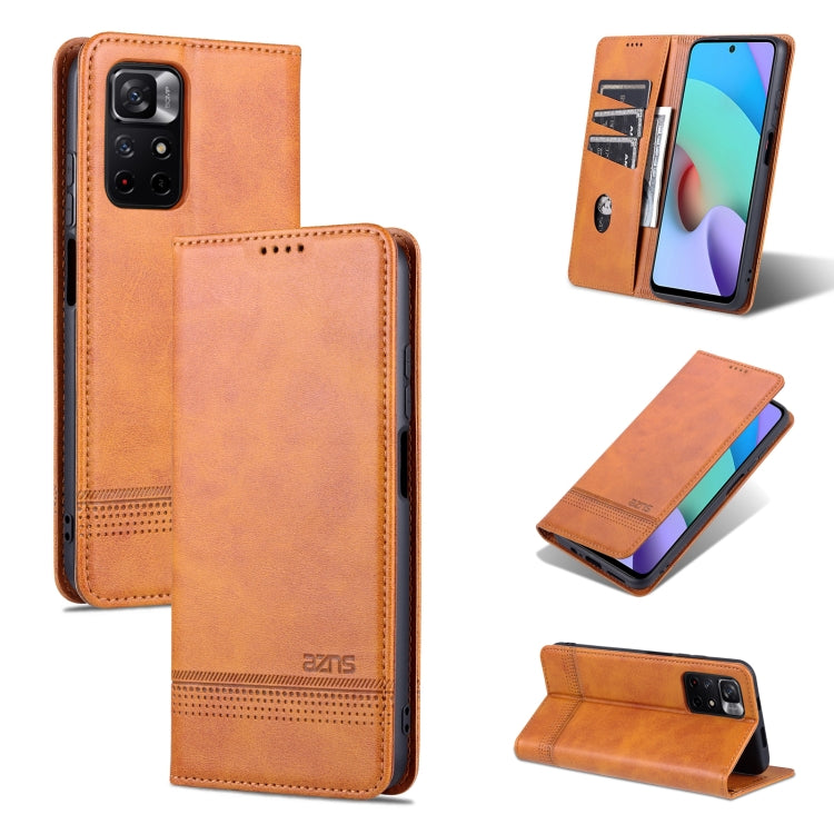 For Xiaomi Redmi Note 11 AZNS Magnetic Calf Texture Horizontal Flip Leather Phone Case with Card Slots & Holder & Wallet