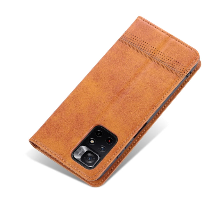 For Xiaomi Redmi Note 11 AZNS Magnetic Calf Texture Horizontal Flip Leather Phone Case with Card Slots & Holder & Wallet
