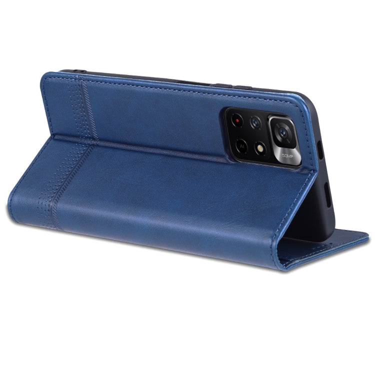 For Xiaomi Redmi Note 11 AZNS Magnetic Calf Texture Horizontal Flip Leather Phone Case with Card Slots & Holder & Wallet