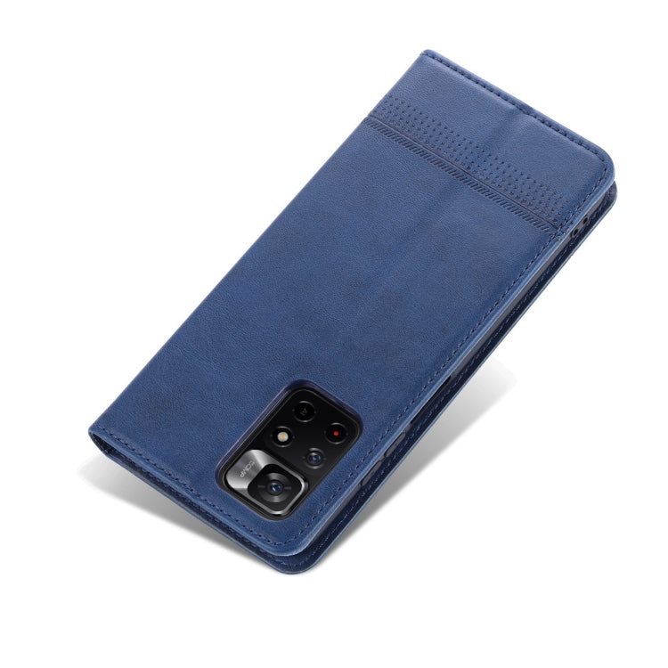 For Xiaomi Redmi Note 11 AZNS Magnetic Calf Texture Horizontal Flip Leather Phone Case with Card Slots & Holder & Wallet