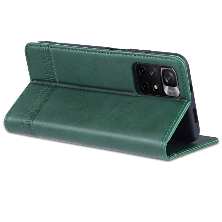 For Xiaomi Redmi Note 11 AZNS Magnetic Calf Texture Horizontal Flip Leather Phone Case with Card Slots & Holder & Wallet