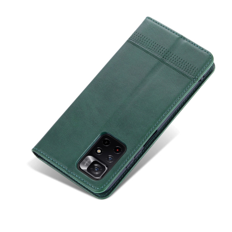 For Xiaomi Redmi Note 11 AZNS Magnetic Calf Texture Horizontal Flip Leather Phone Case with Card Slots & Holder & Wallet