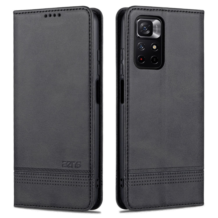 For Xiaomi Redmi Note 11 AZNS Magnetic Calf Texture Horizontal Flip Leather Phone Case with Card Slots & Holder & Wallet
