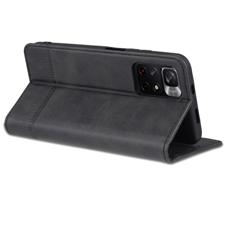 For Xiaomi Redmi Note 11 AZNS Magnetic Calf Texture Horizontal Flip Leather Phone Case with Card Slots & Holder & Wallet