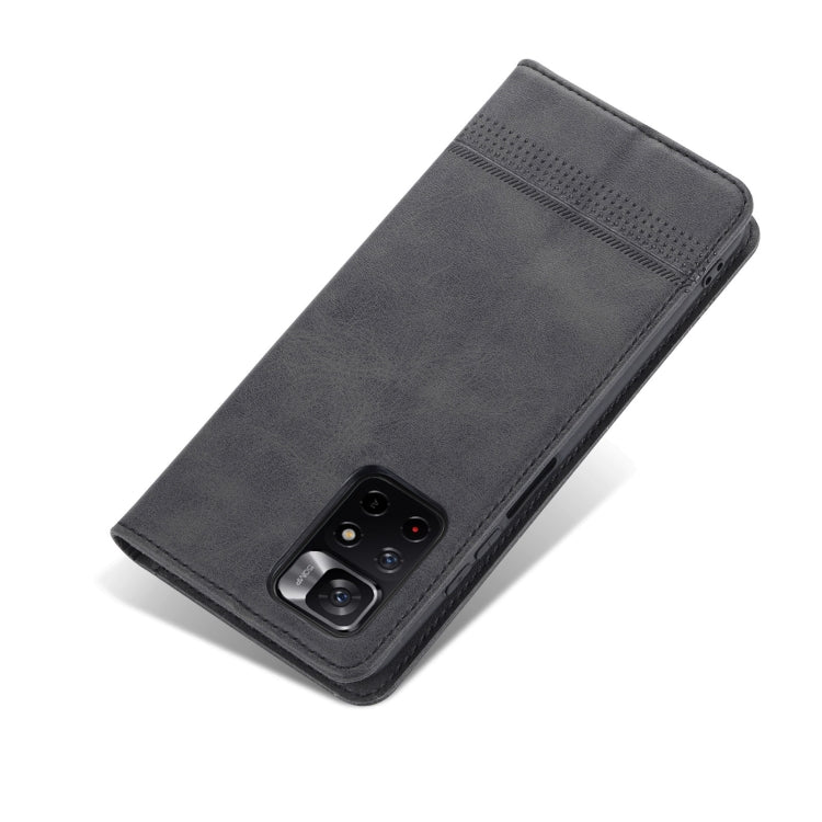 For Xiaomi Redmi Note 11 AZNS Magnetic Calf Texture Horizontal Flip Leather Phone Case with Card Slots & Holder & Wallet