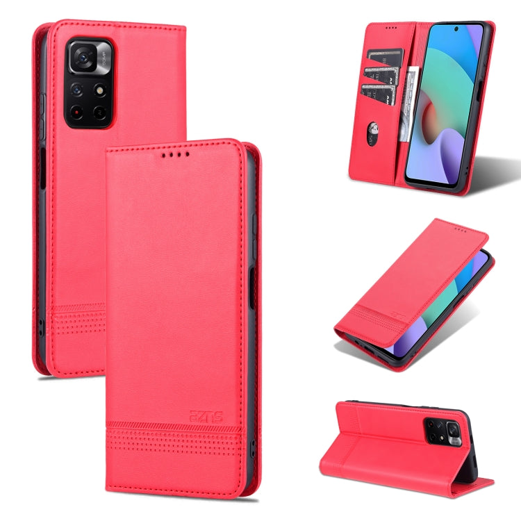 For Xiaomi Redmi Note 11 AZNS Magnetic Calf Texture Horizontal Flip Leather Phone Case with Card Slots & Holder & Wallet