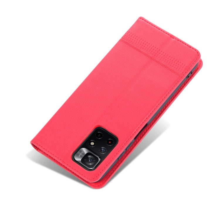 For Xiaomi Redmi Note 11 AZNS Magnetic Calf Texture Horizontal Flip Leather Phone Case with Card Slots & Holder & Wallet