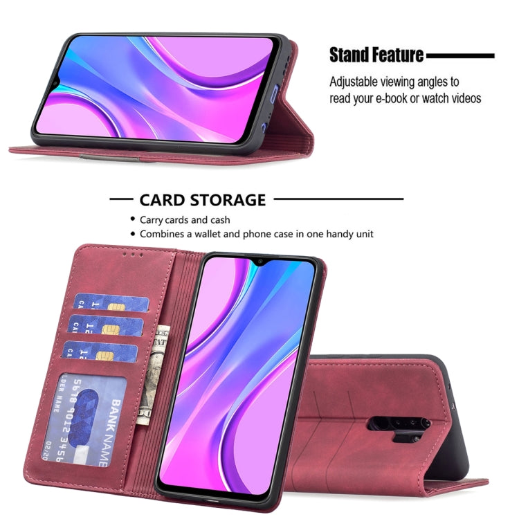 For Xiaomi Redmi 9 Magnetic Splicing Leather Phone Case