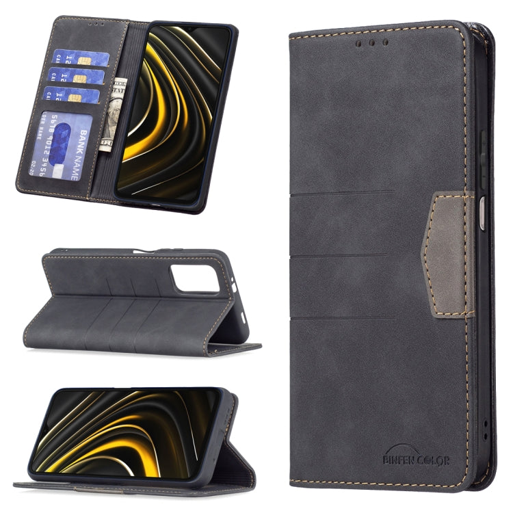 For Xiaomi Poco M3 / Redmi Note 9 4G Magnetic Splicing Leather Phone Case