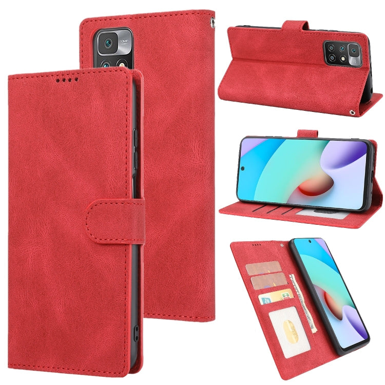 For Xiaomi Redmi 10 Fantasy Classic Skin-feel Calfskin Texture Magnetic Buckle Horizontal Flip PU Phone Leather Case with Holder & Card Slot & Wallet