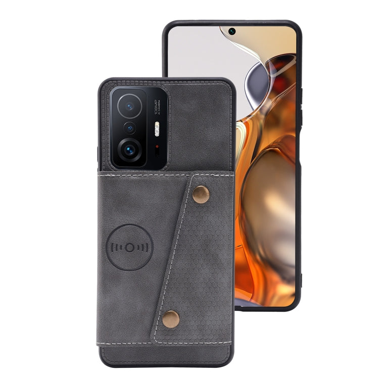 For Xiaomi 11T Double Buckle PU + TPU Magnetic Phone Case