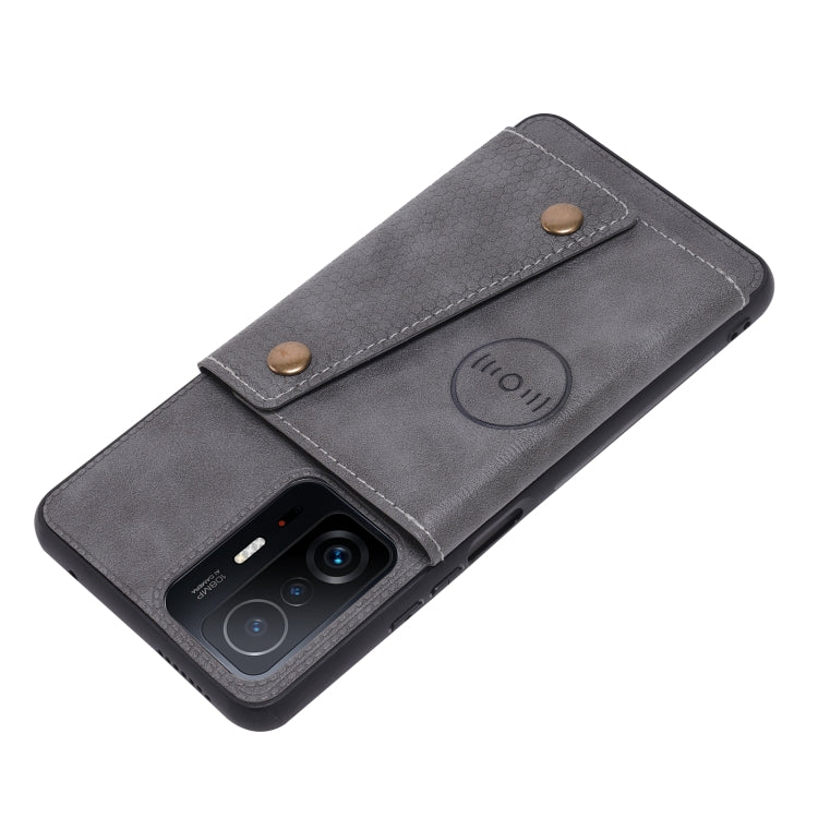 For Xiaomi 11T Double Buckle PU + TPU Magnetic Phone Case