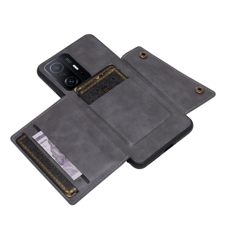 For Xiaomi 11T Double Buckle PU + TPU Magnetic Phone Case