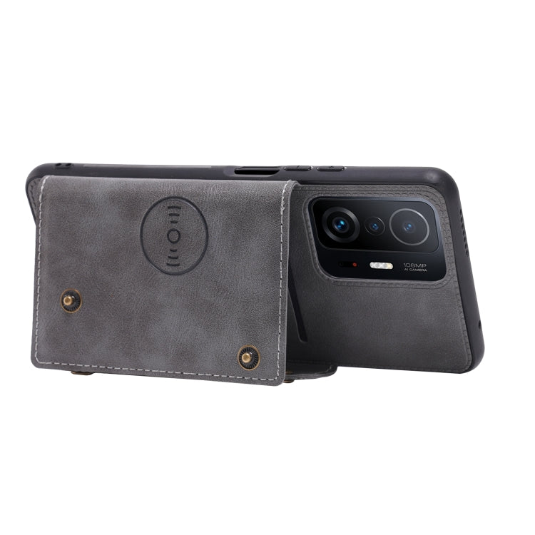 For Xiaomi 11T Double Buckle PU + TPU Magnetic Phone Case