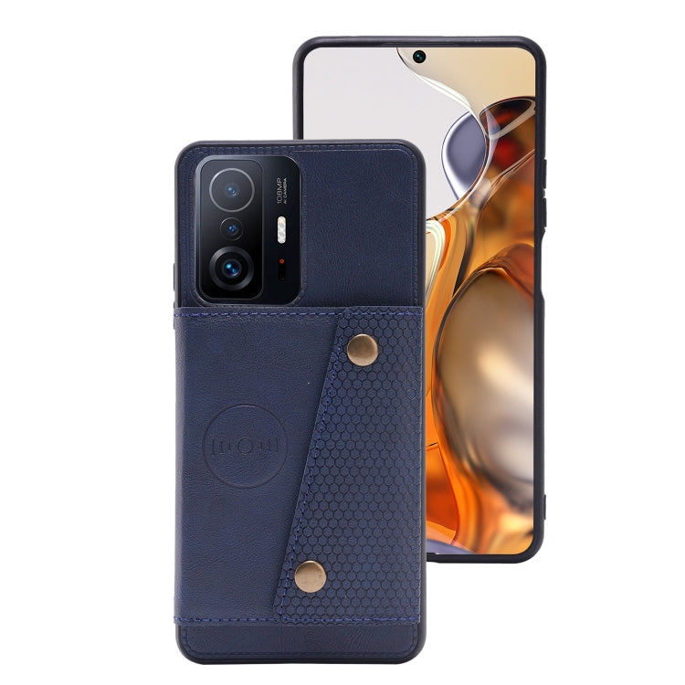 For Xiaomi 11T Double Buckle PU + TPU Magnetic Phone Case