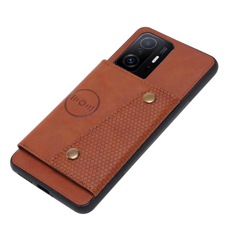 For Xiaomi 11T Double Buckle PU + TPU Magnetic Phone Case