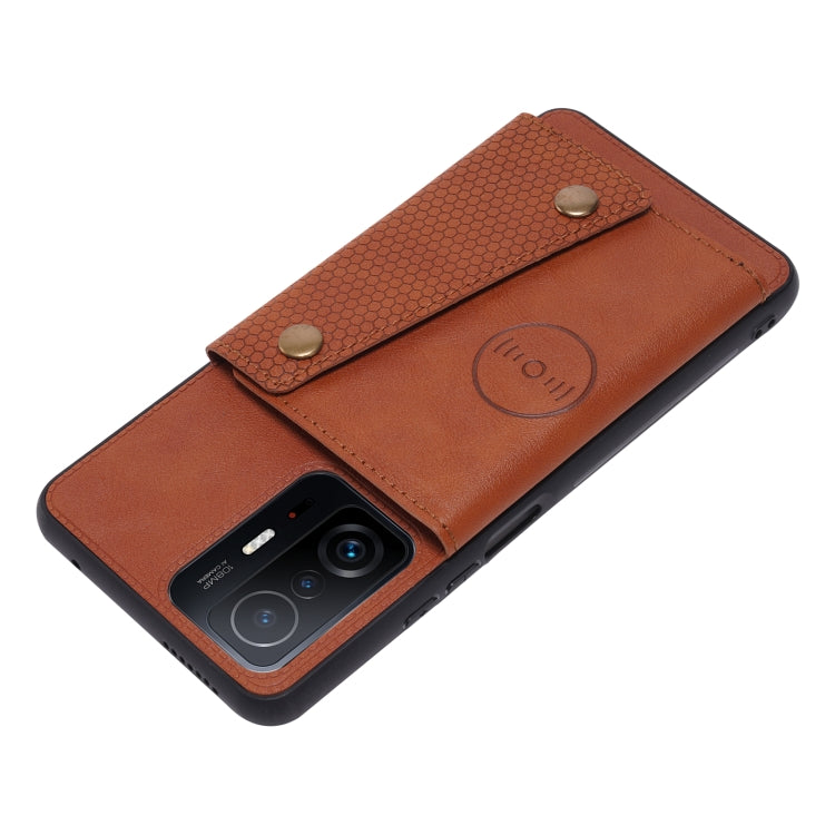 For Xiaomi 11T Double Buckle PU + TPU Magnetic Phone Case