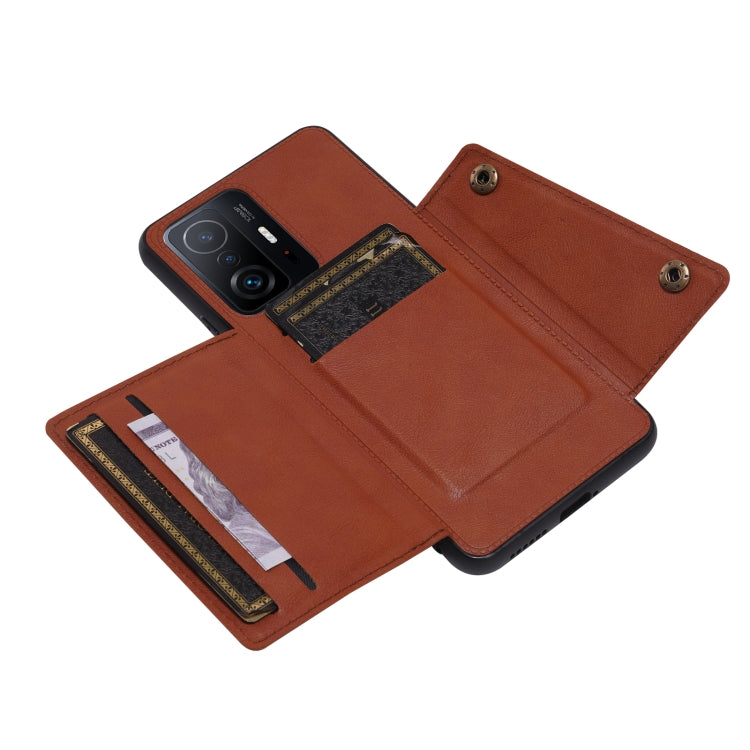 For Xiaomi 11T Double Buckle PU + TPU Magnetic Phone Case