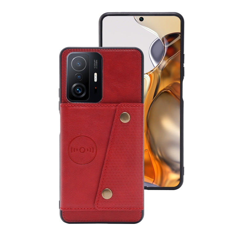 For Xiaomi 11T Double Buckle PU + TPU Magnetic Phone Case