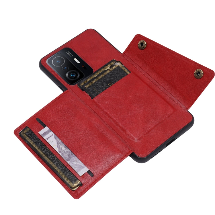 For Xiaomi 11T Double Buckle PU + TPU Magnetic Phone Case