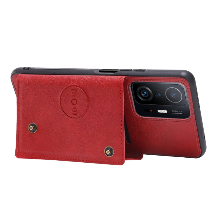 For Xiaomi 11T Double Buckle PU + TPU Magnetic Phone Case