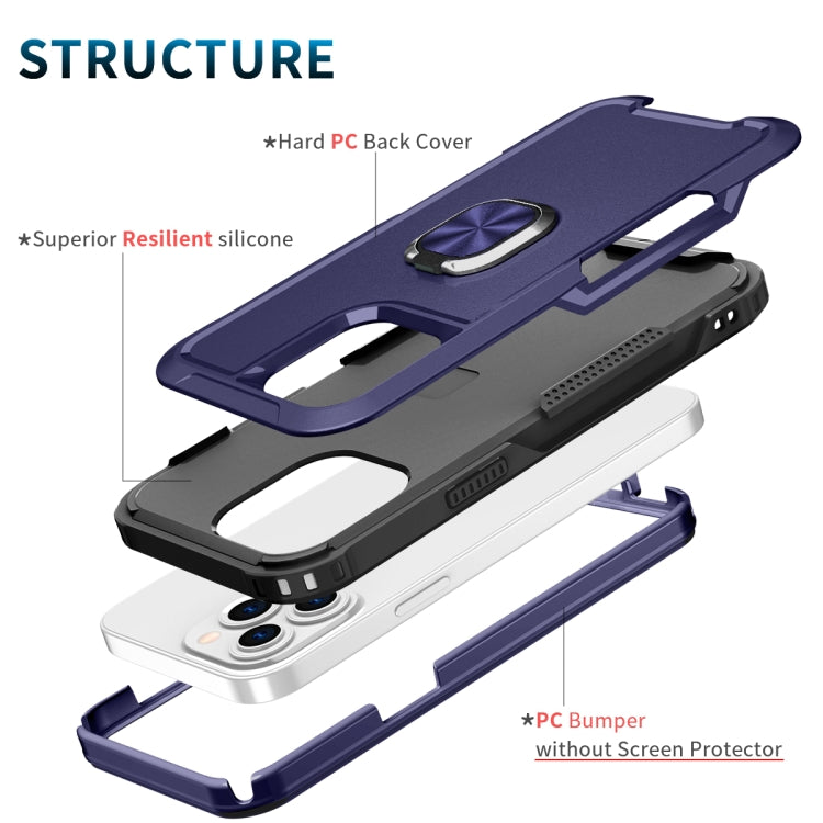 For iPhone 12 Pro Max 3 in 1 PC + TPU Phone Case with Ring Holder