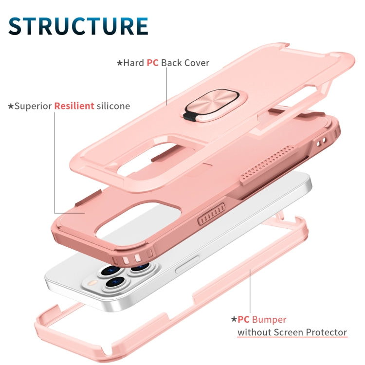 For iPhone 12 Pro Max 3 in 1 PC + TPU Phone Case with Ring Holder
