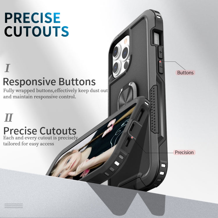 For iPhone 12 Pro Max 3 in 1 PC + TPU Phone Case with Ring Holder