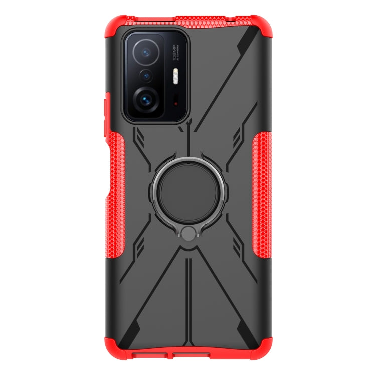 For Xiaomi 11T Armor Bear Shockproof PC + TPU Phone Case with Ring Holder