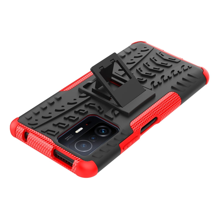 For Xiaomi Mi 11T Tire Texture TPU + PC Phone Case with Holder