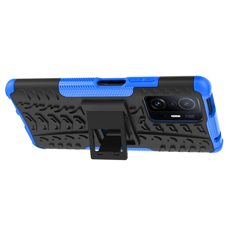 For Xiaomi Mi 11T Tire Texture TPU + PC Phone Case with Holder