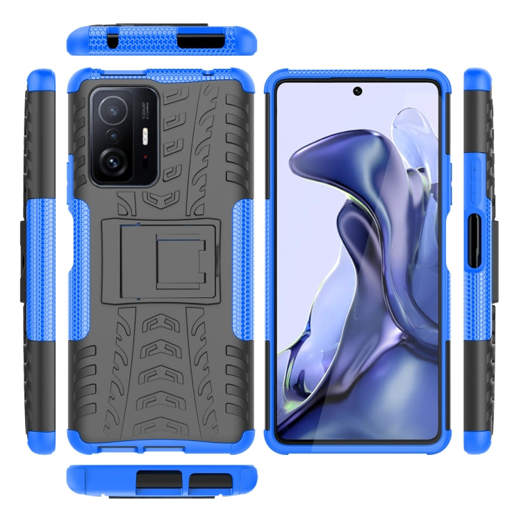 For Xiaomi Mi 11T Tire Texture TPU + PC Phone Case with Holder
