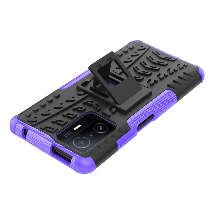 For Xiaomi Mi 11T Tire Texture TPU + PC Phone Case with Holder
